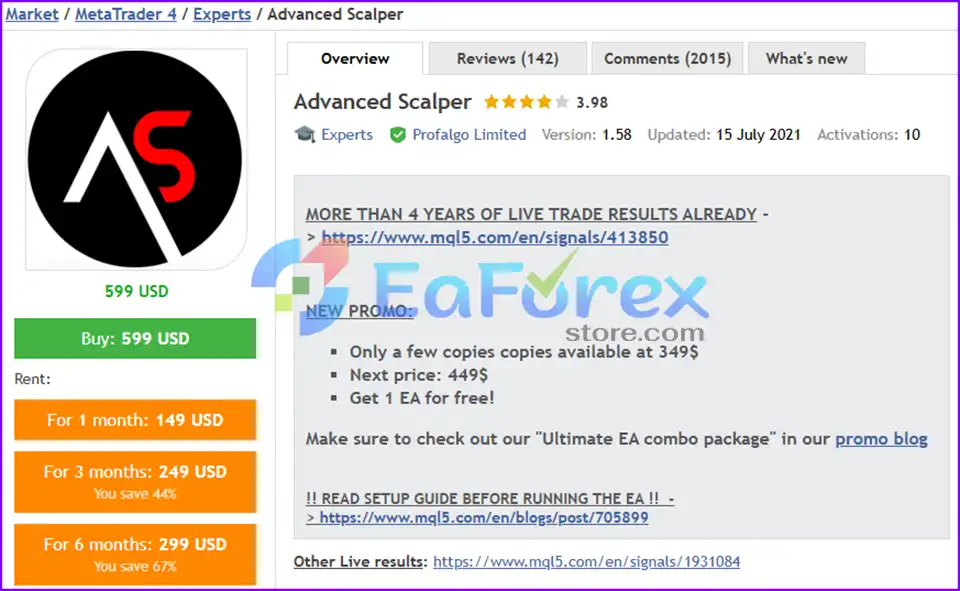 Advanced Scalper MT4 features