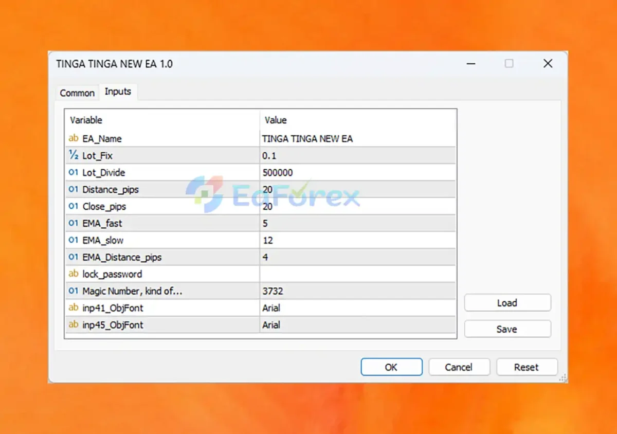 TINGA TINGA EA MT5 setting