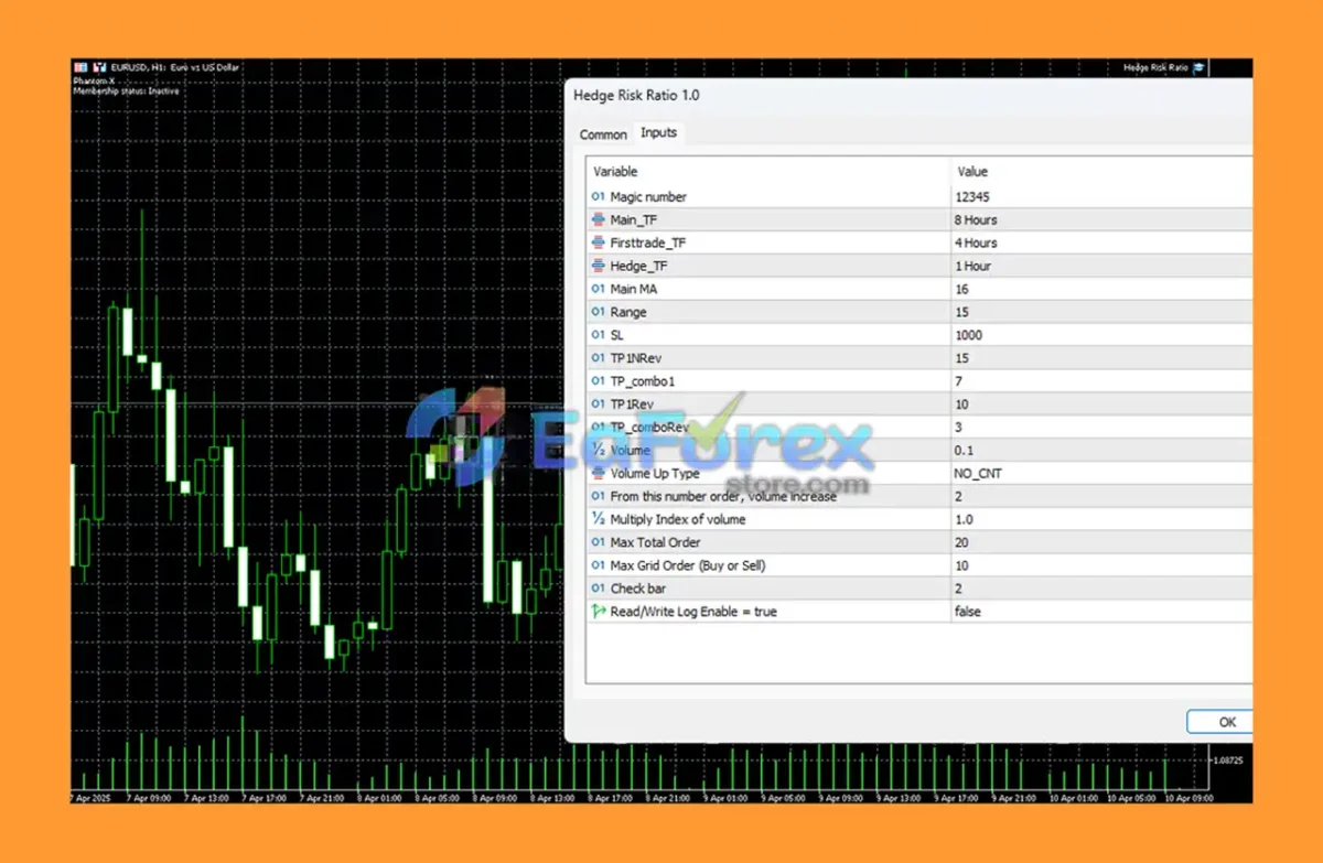 Hedge Risk Ratio MT5 setting