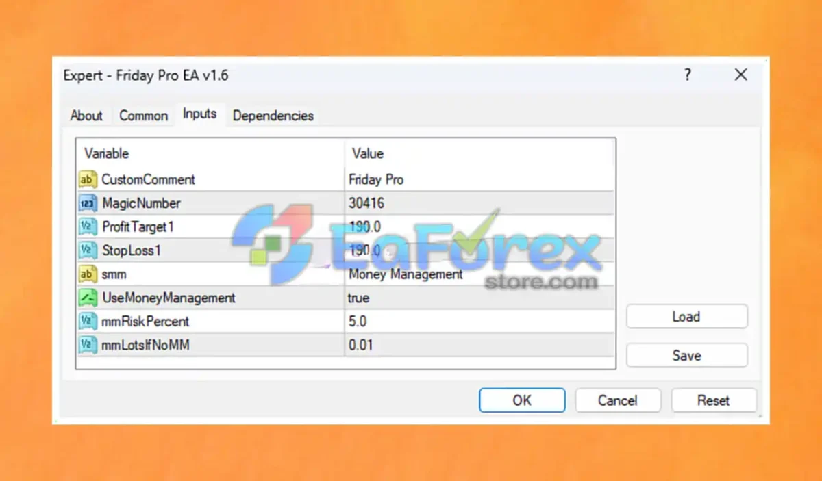 Friday Pro EA MT4 setting