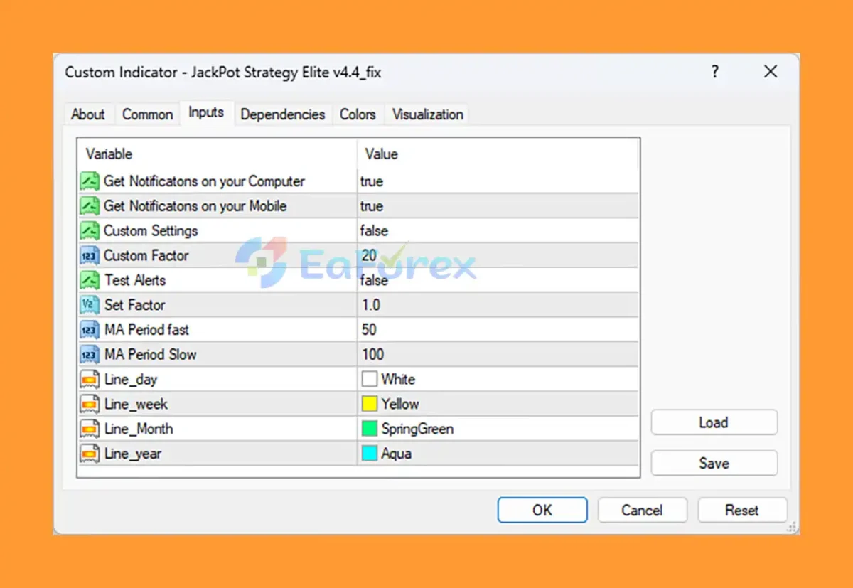JackPot Strategy Elite MT4 setting