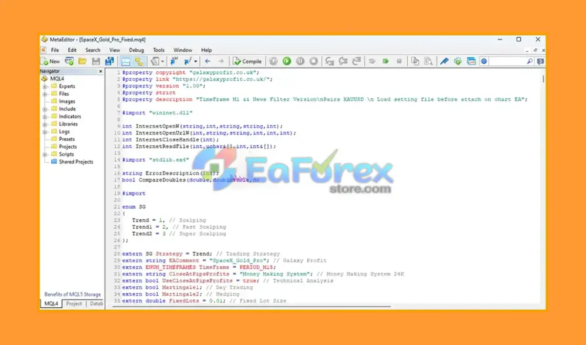 SpaceX Gold Pro EA Source Code MQ4
