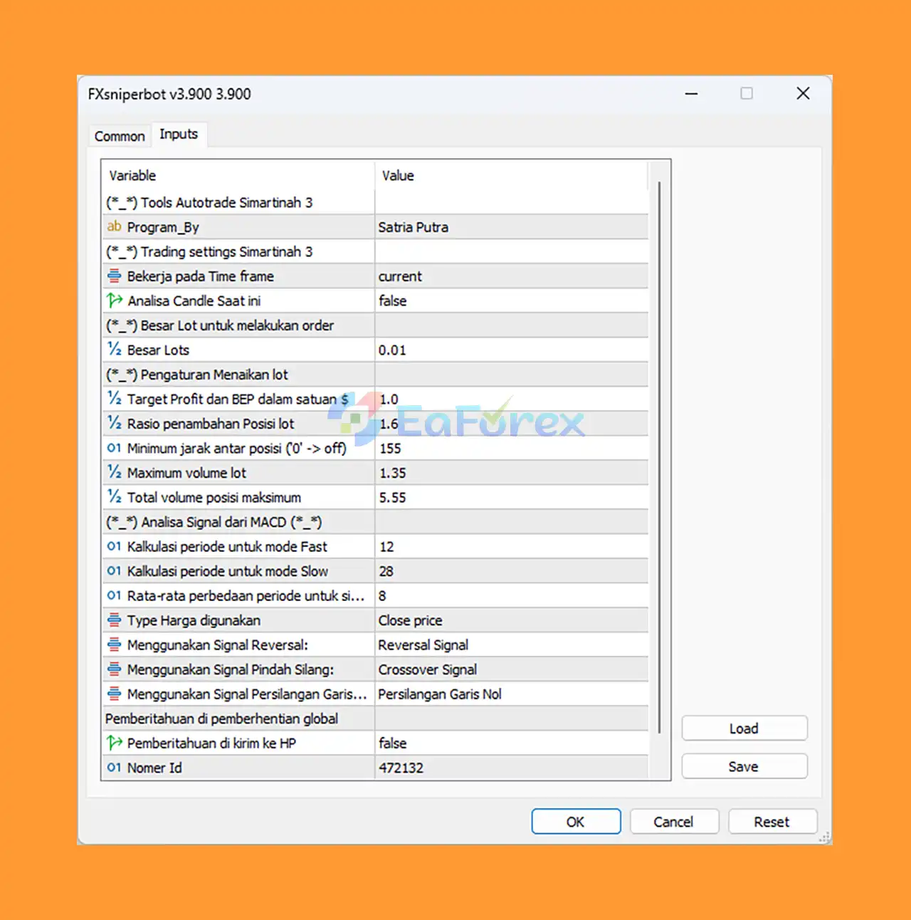 FX Sniper Bot MT5 setting