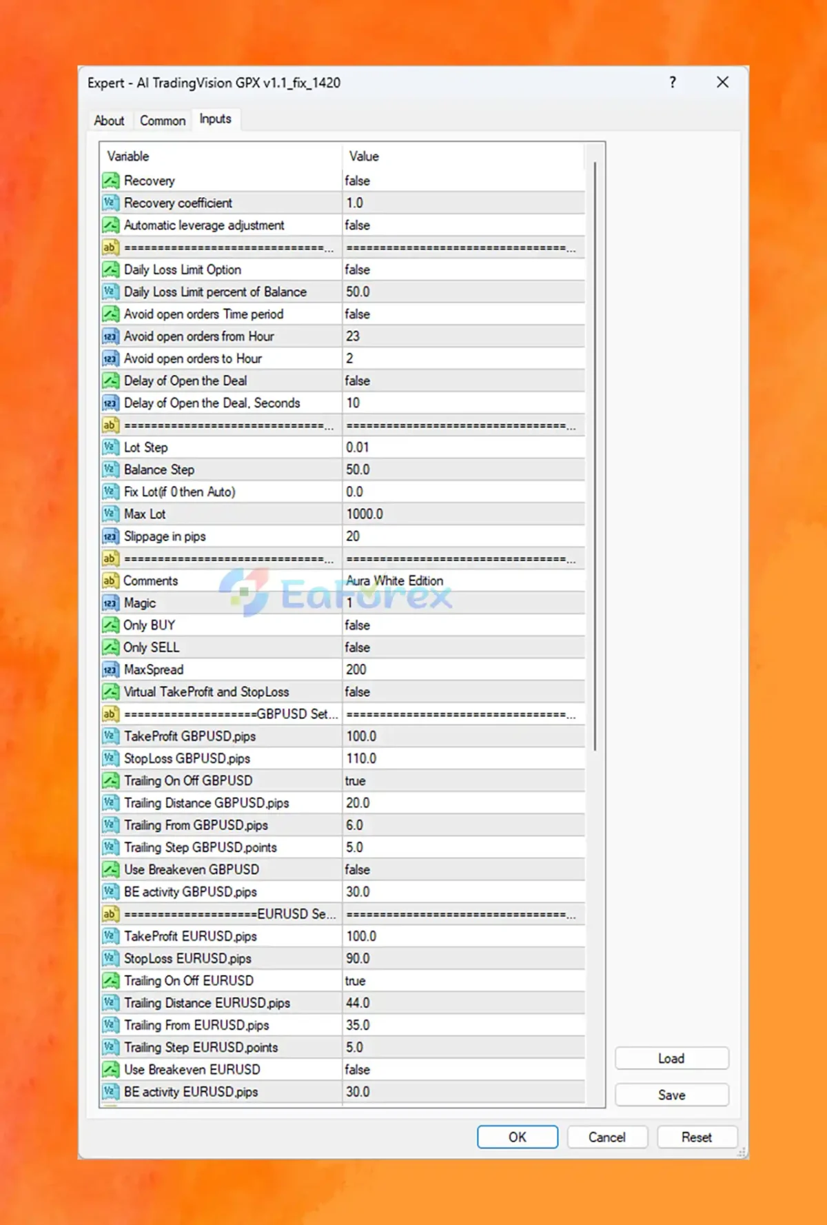 AI TradingVision GPX MT4 setting