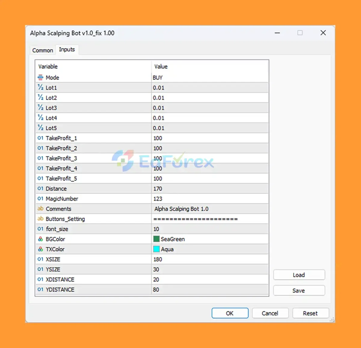 Alpha Scalping Bot setting