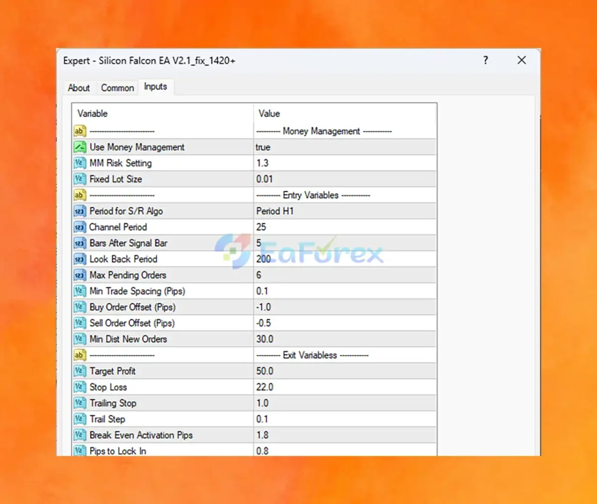 Silicon Falcon EA setting