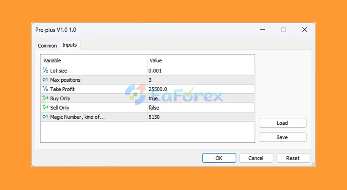 Pro Plus EA MT5 setting