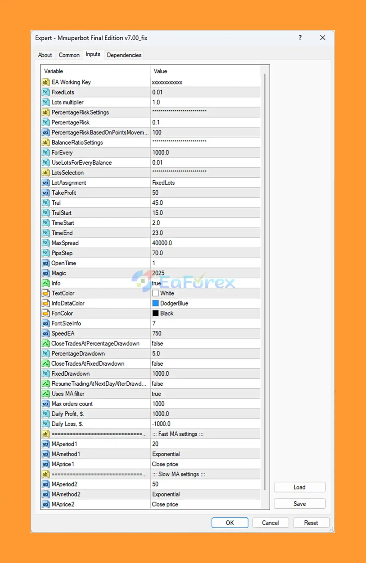 Mrsuperbot Final Edition MT4 setting