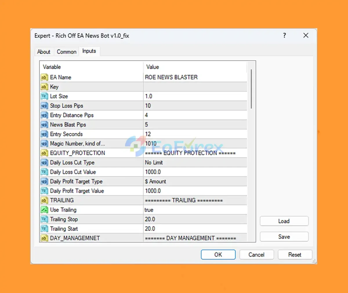 News Blaster EA setting