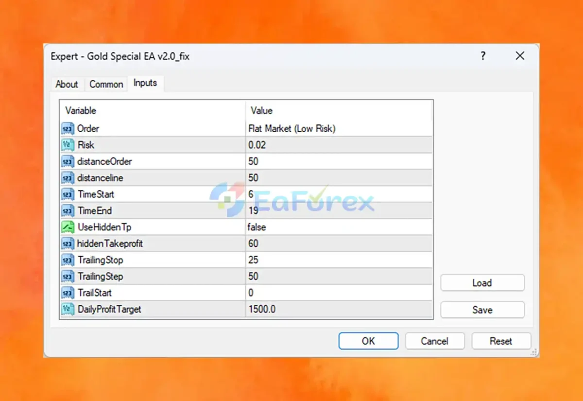 Gold Special EA setting