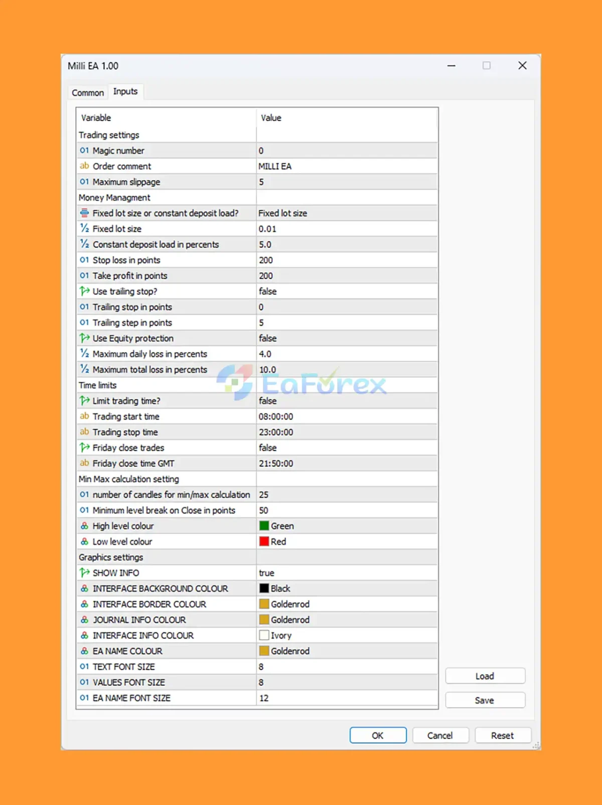 Milli EA MT5 SETTING