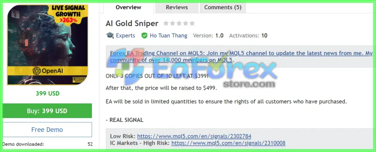 AI Gold Sniper EA MT4 Overview