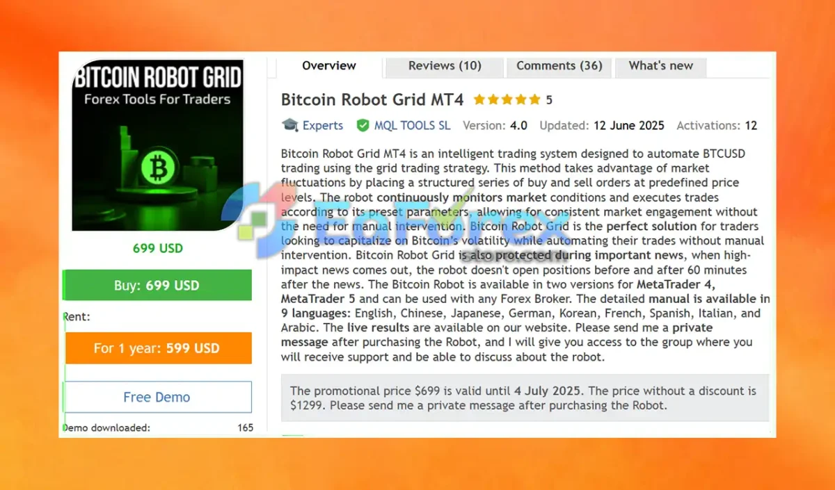 Bitcoin Robot Grid MT4 Overview