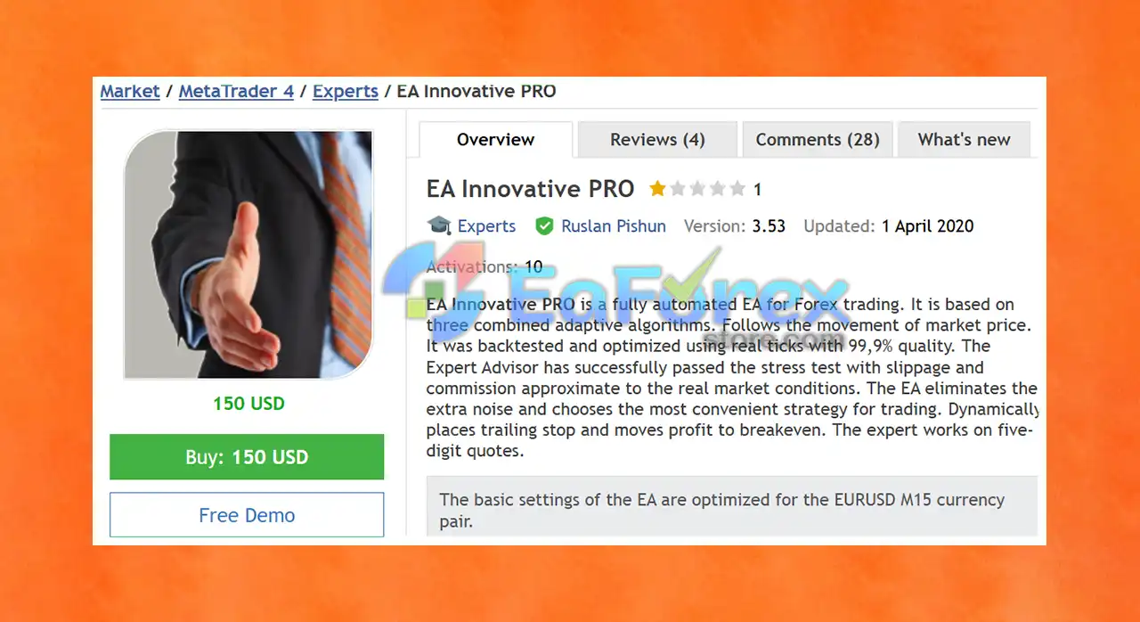 EA Innovative PRO MT4 Overview
