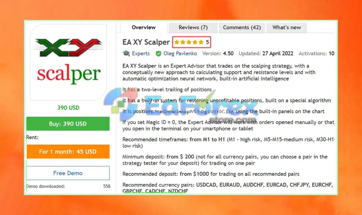 EA XY Scalper MT4 Overview