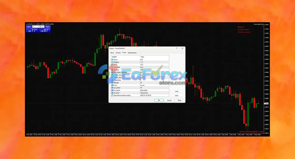 Forex Yields EA MT4 setting