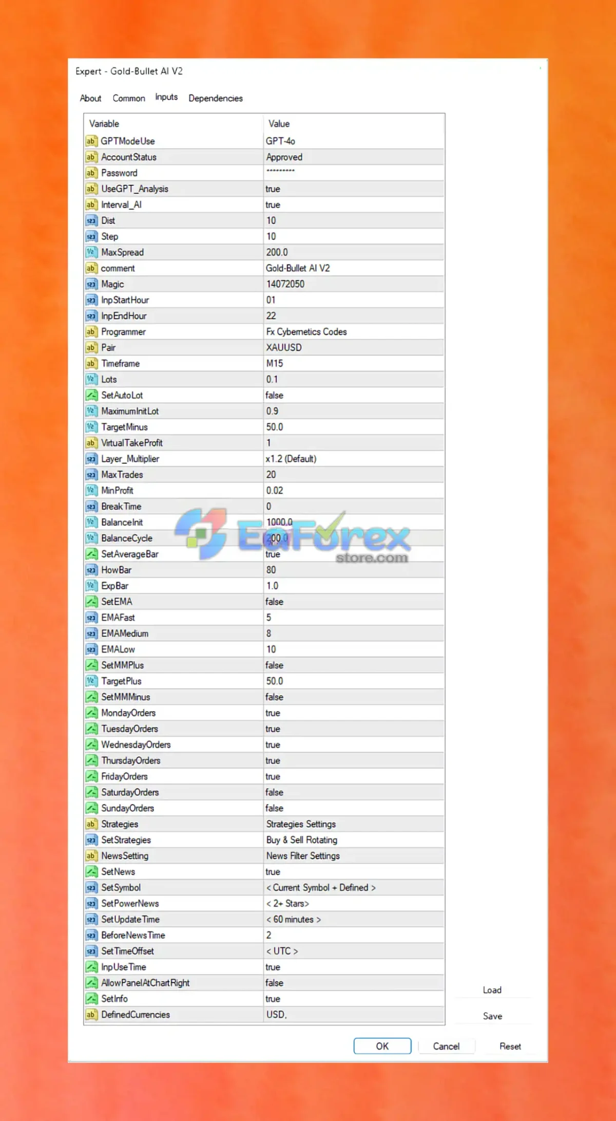 Gold-Bullet AI V2 Settings Panel