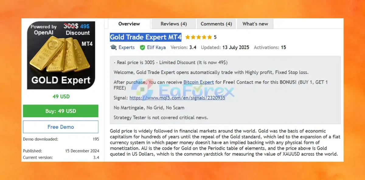 Gold Trade Expert MT4 Overview