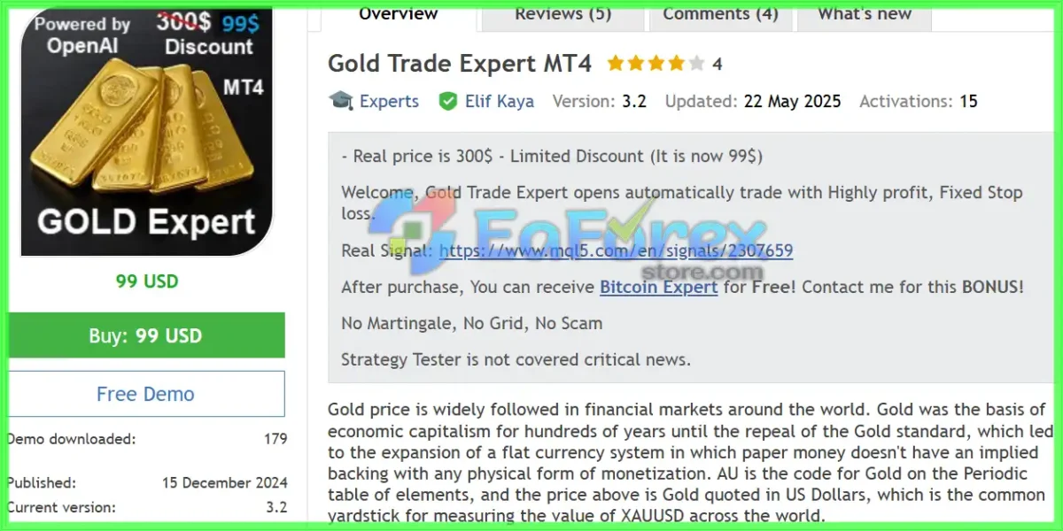 Gold Trade Expert MT4 Overview