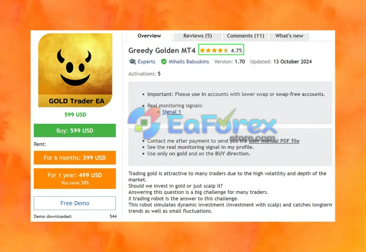 Greedy Golden EA MT4 Overview