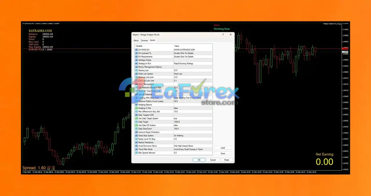 Hedge Scalper EA MT4 setting