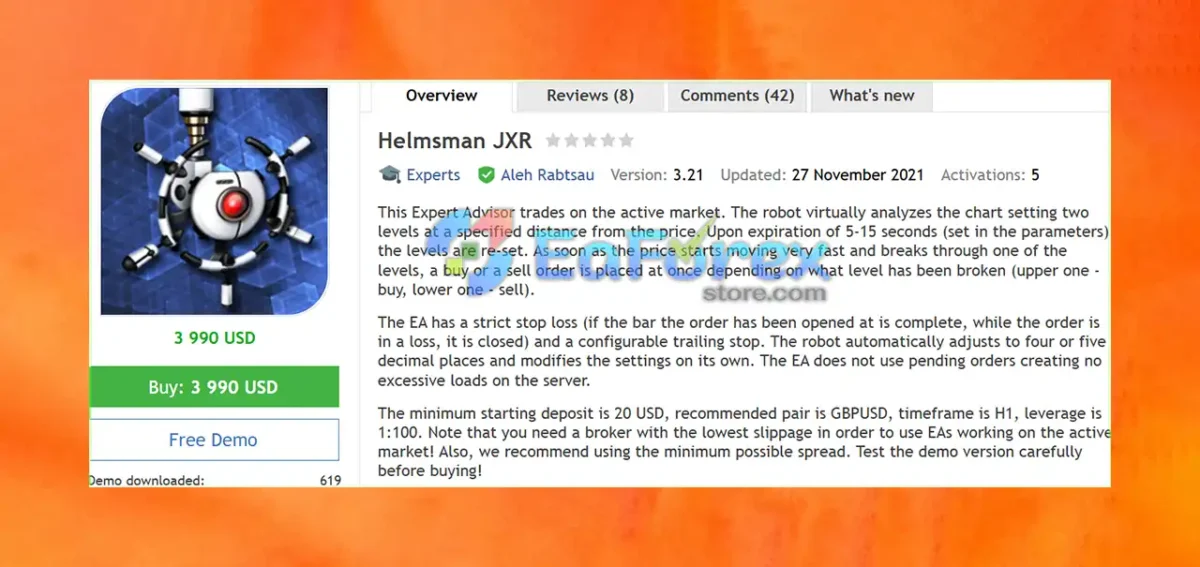 Helmsman JXR EA MT4 Overview