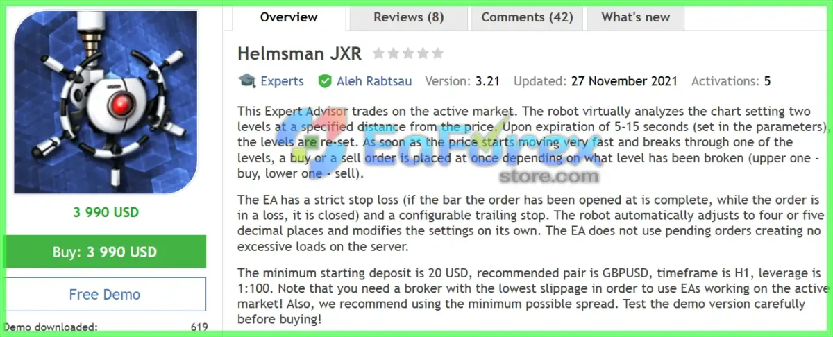 Helmsman JXR EA MT4 Overview