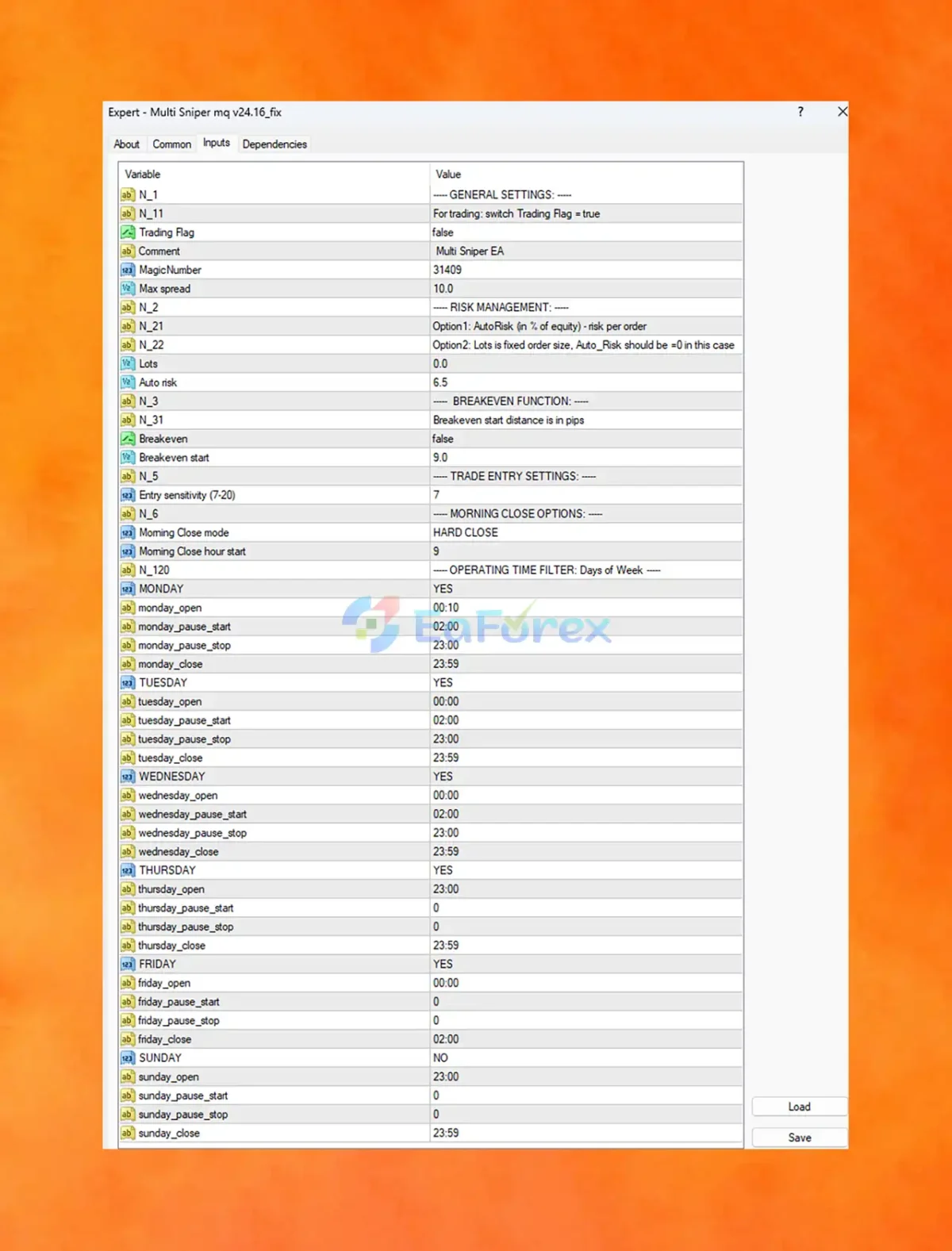 Multi Sniper mq EA setting
