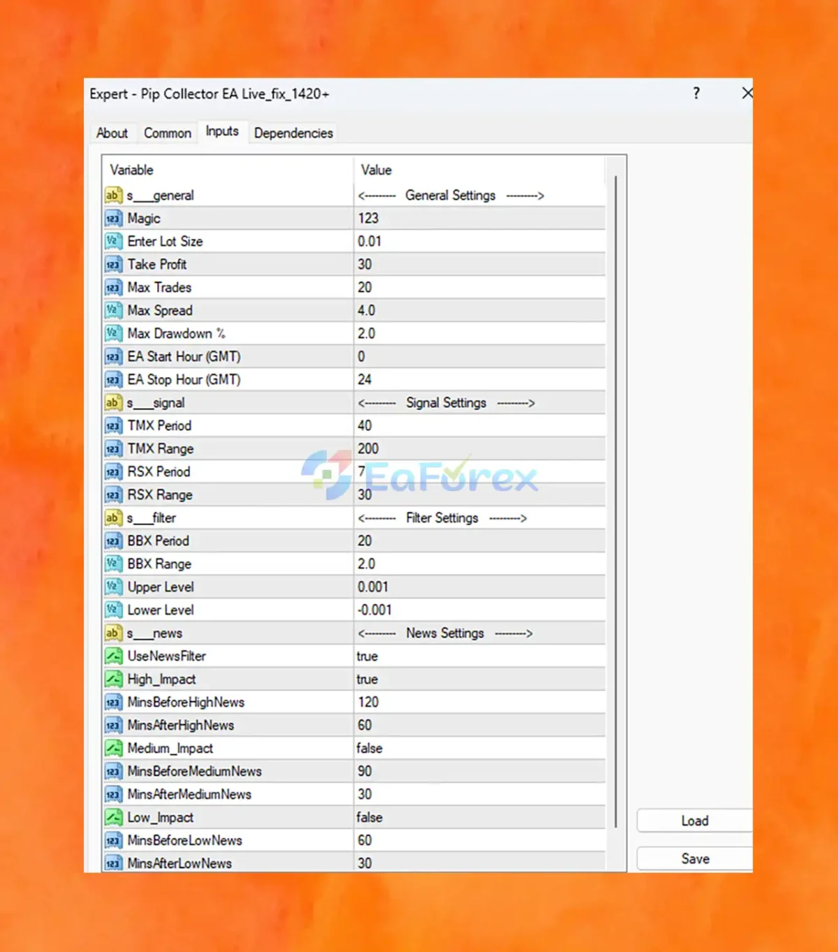Pip Collector EA setting