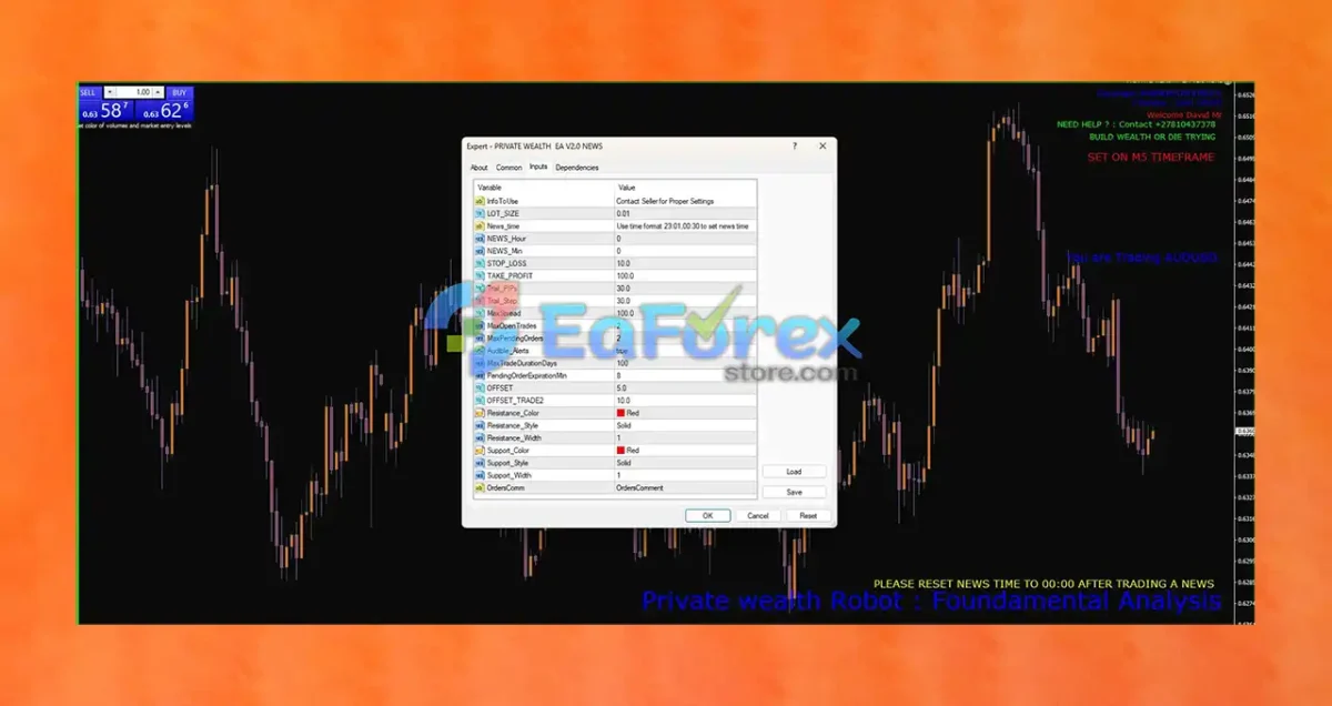 Private Wealth EA MT4 setting