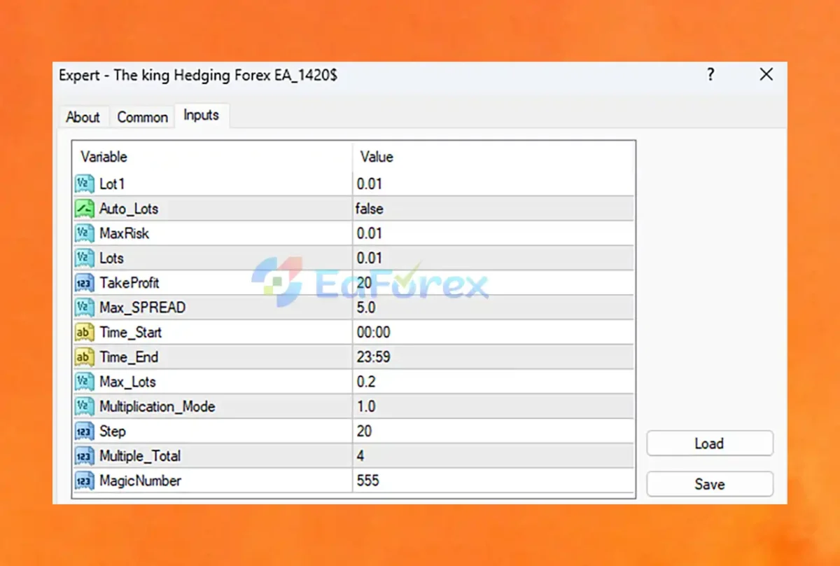 The king Hedging Forex MT4 setting