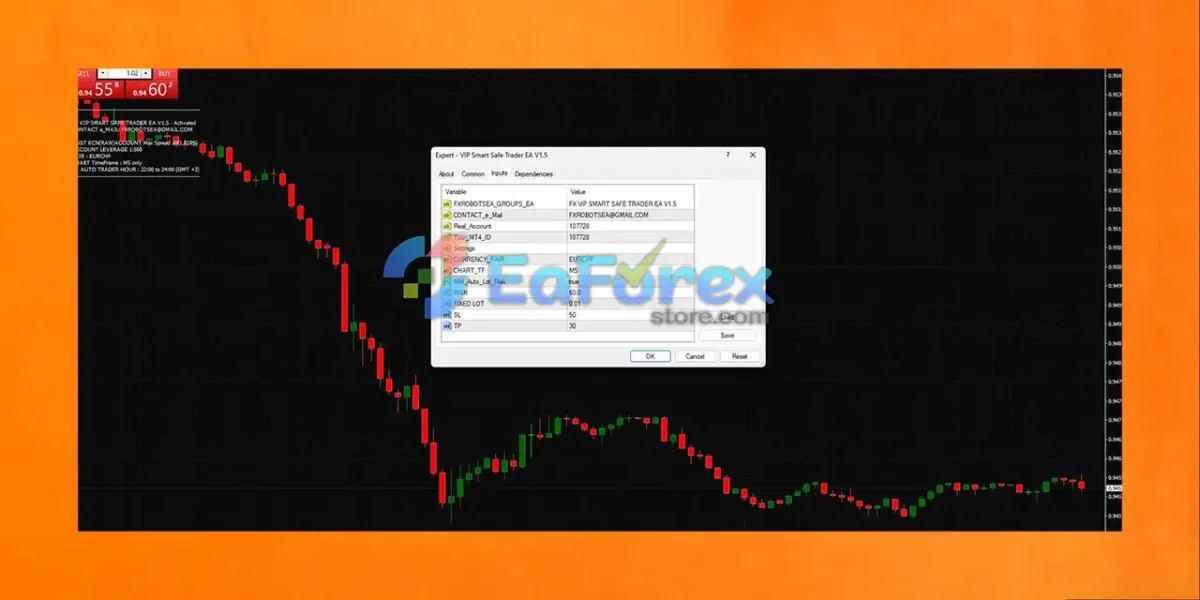 VIP Smart Safe Trader EA v1.5 MT4 setting