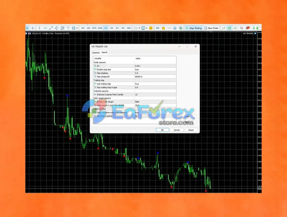 Vix Trader EA MT5 setting