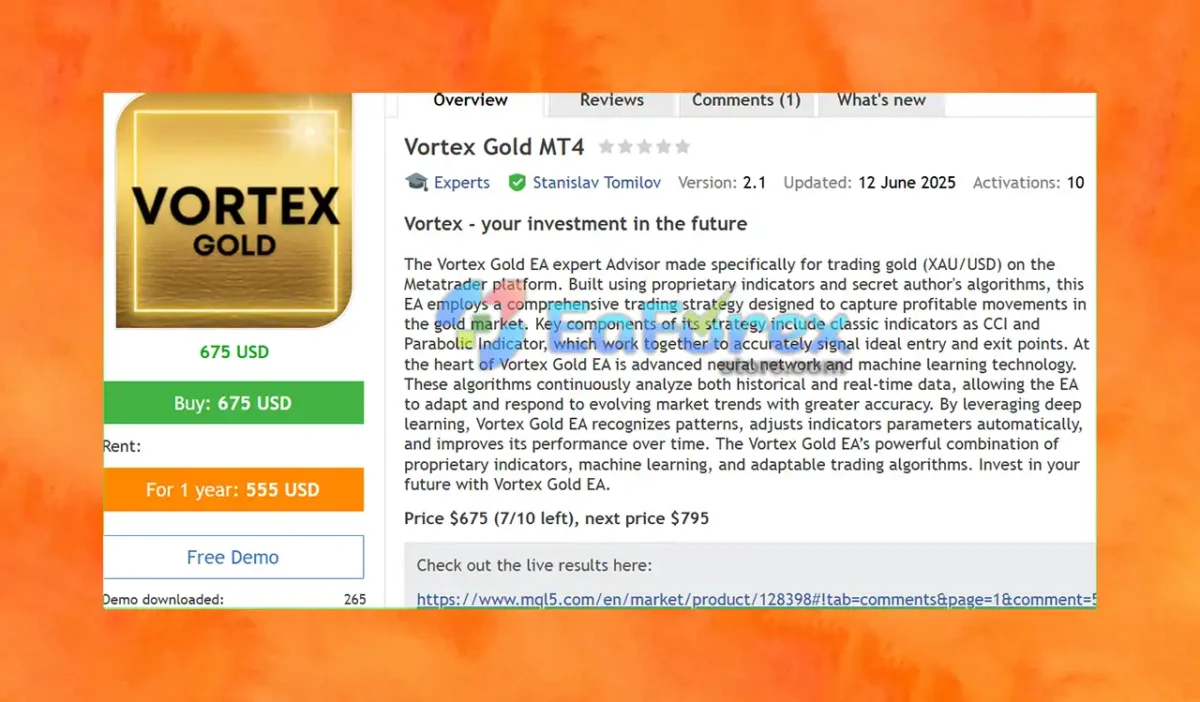 Vortex Gold MT4 Overview