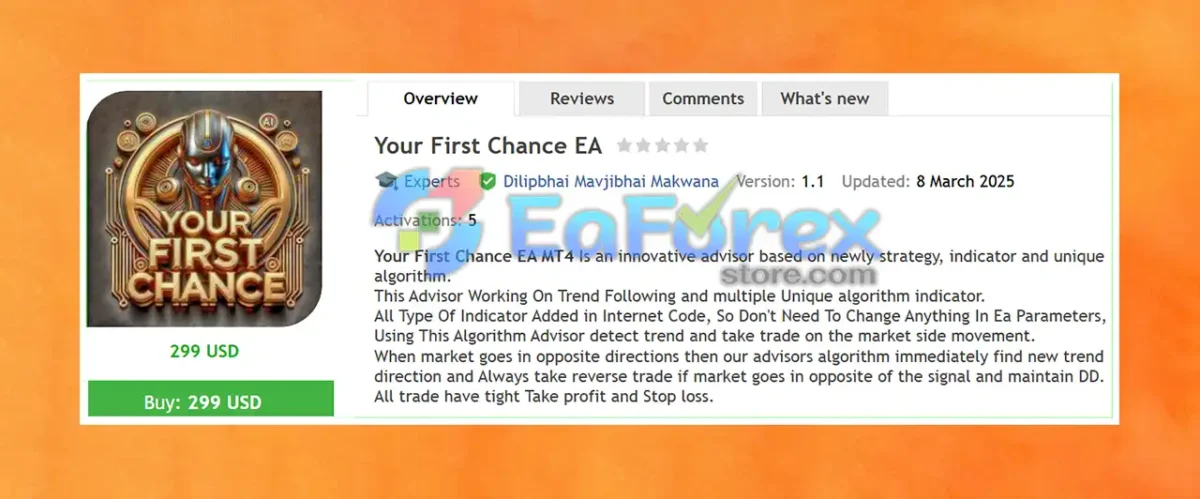 Your First Chance EA MT4 Overview