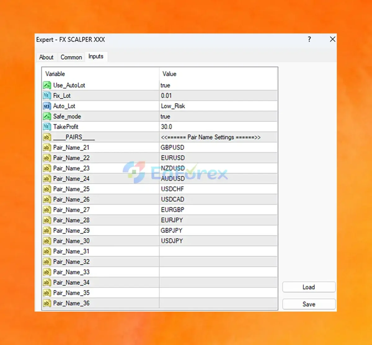 FX SCALPER XXX MT4 setting