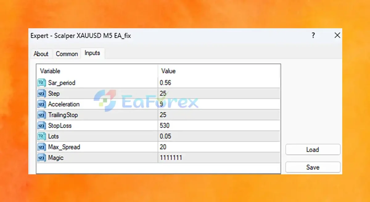 Scalper XAUUSD M5 EA MT4 setting