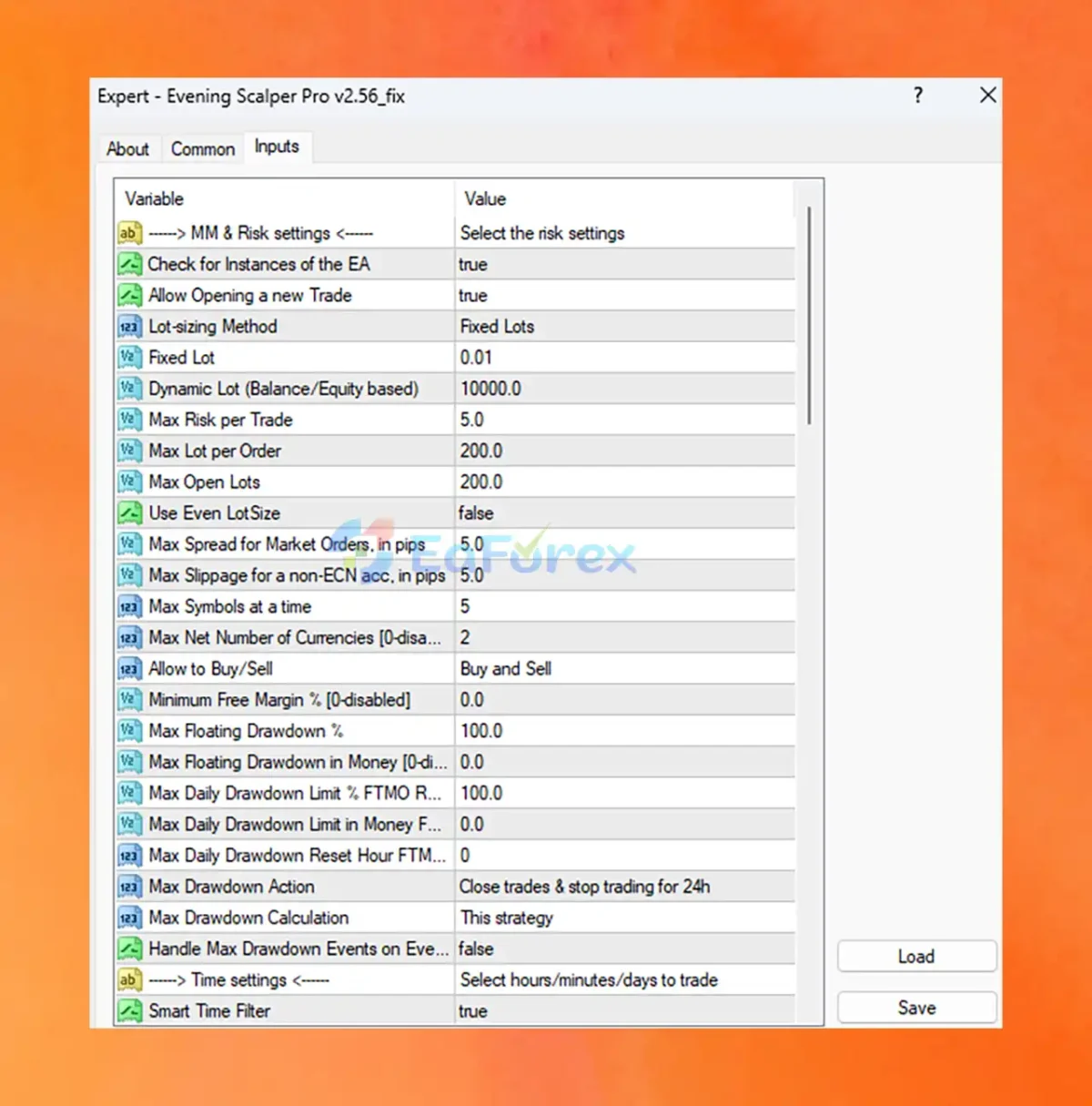 Evening Scalper Pro ea setting