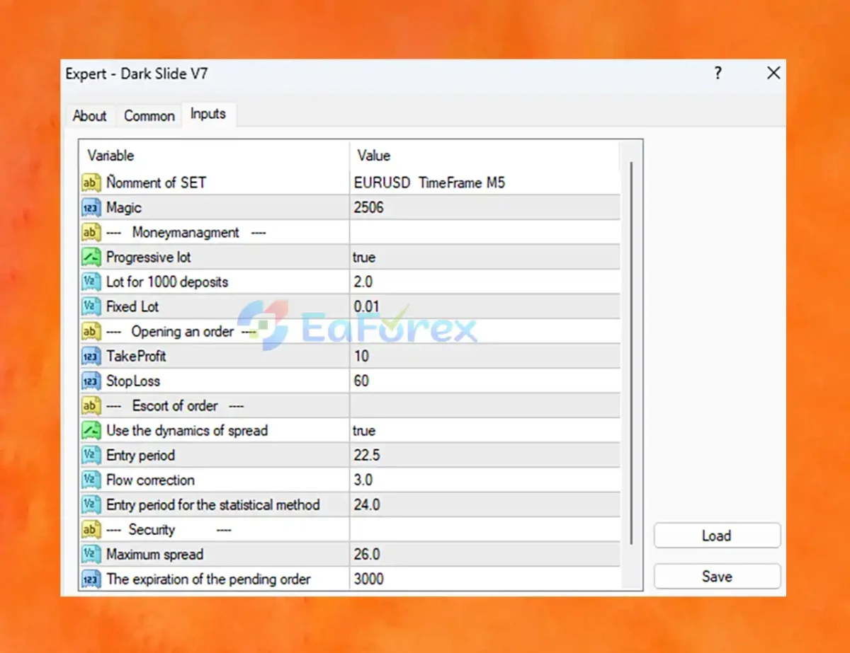DarkSlide EA MT4 setting