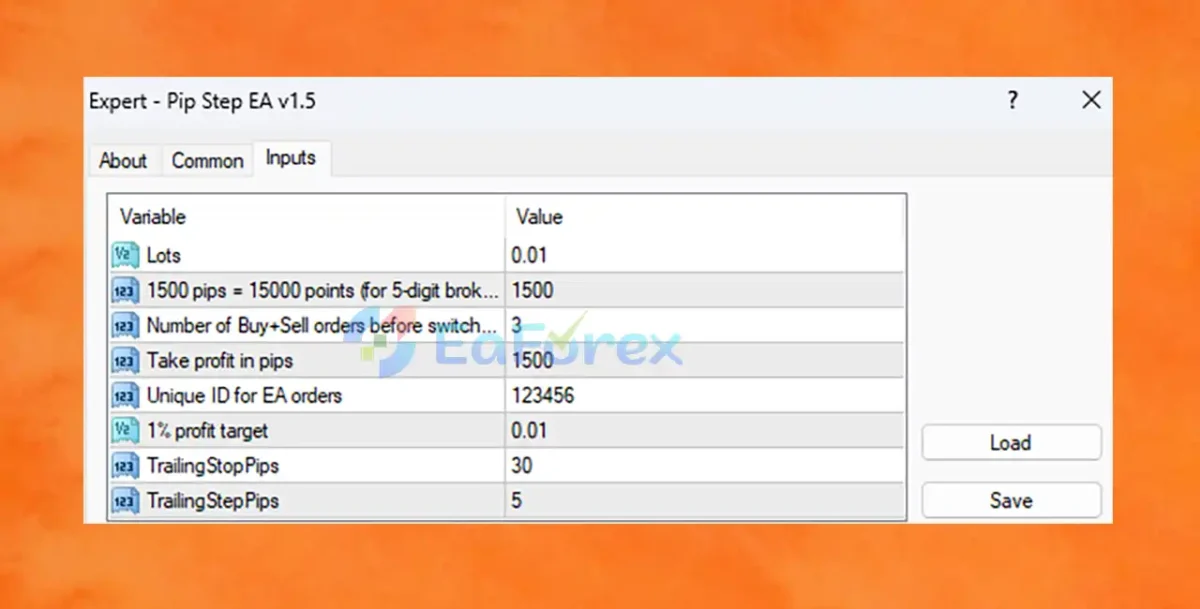 Pip Step EA MT4 setting