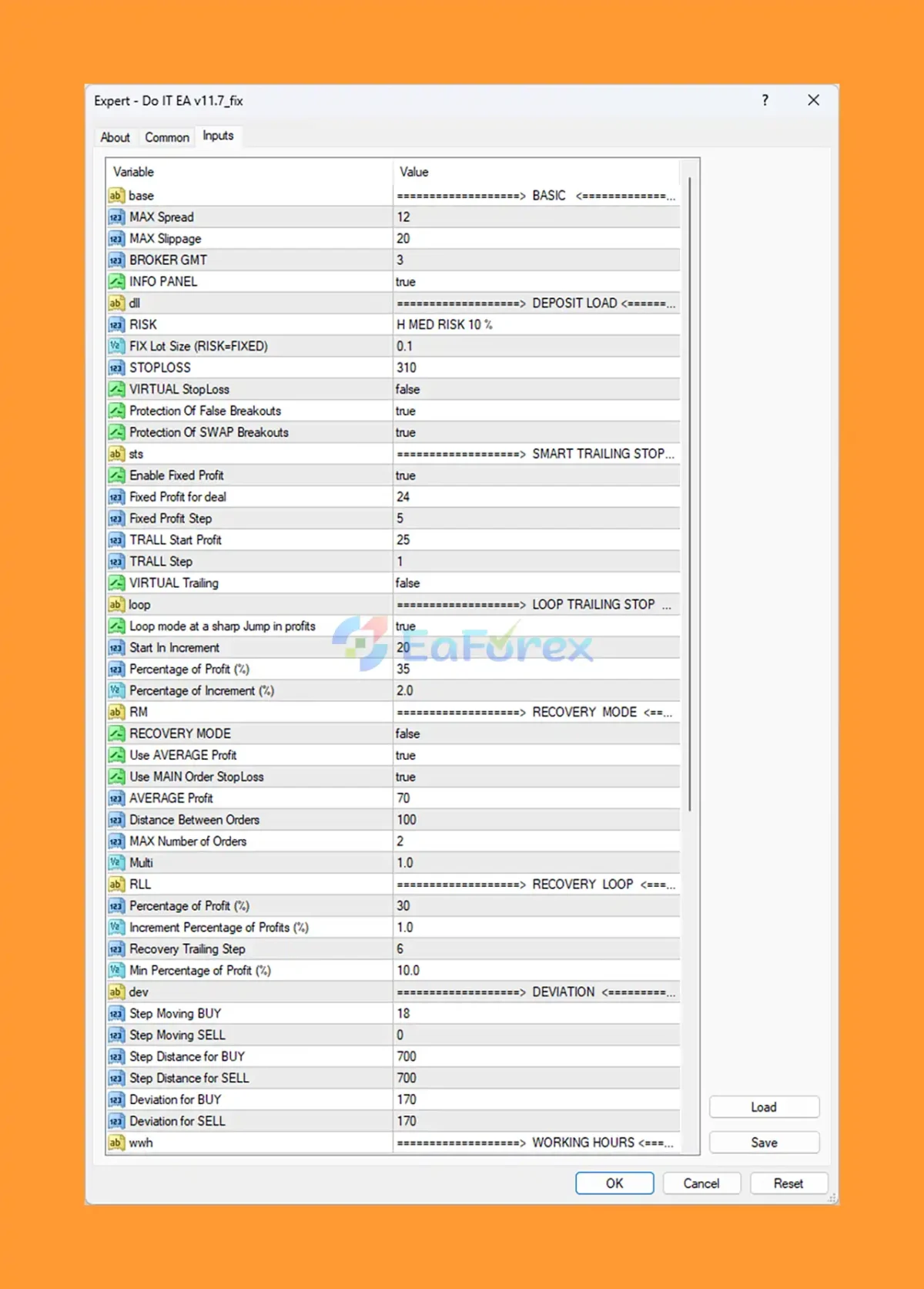 Do IT EA MT4 setting