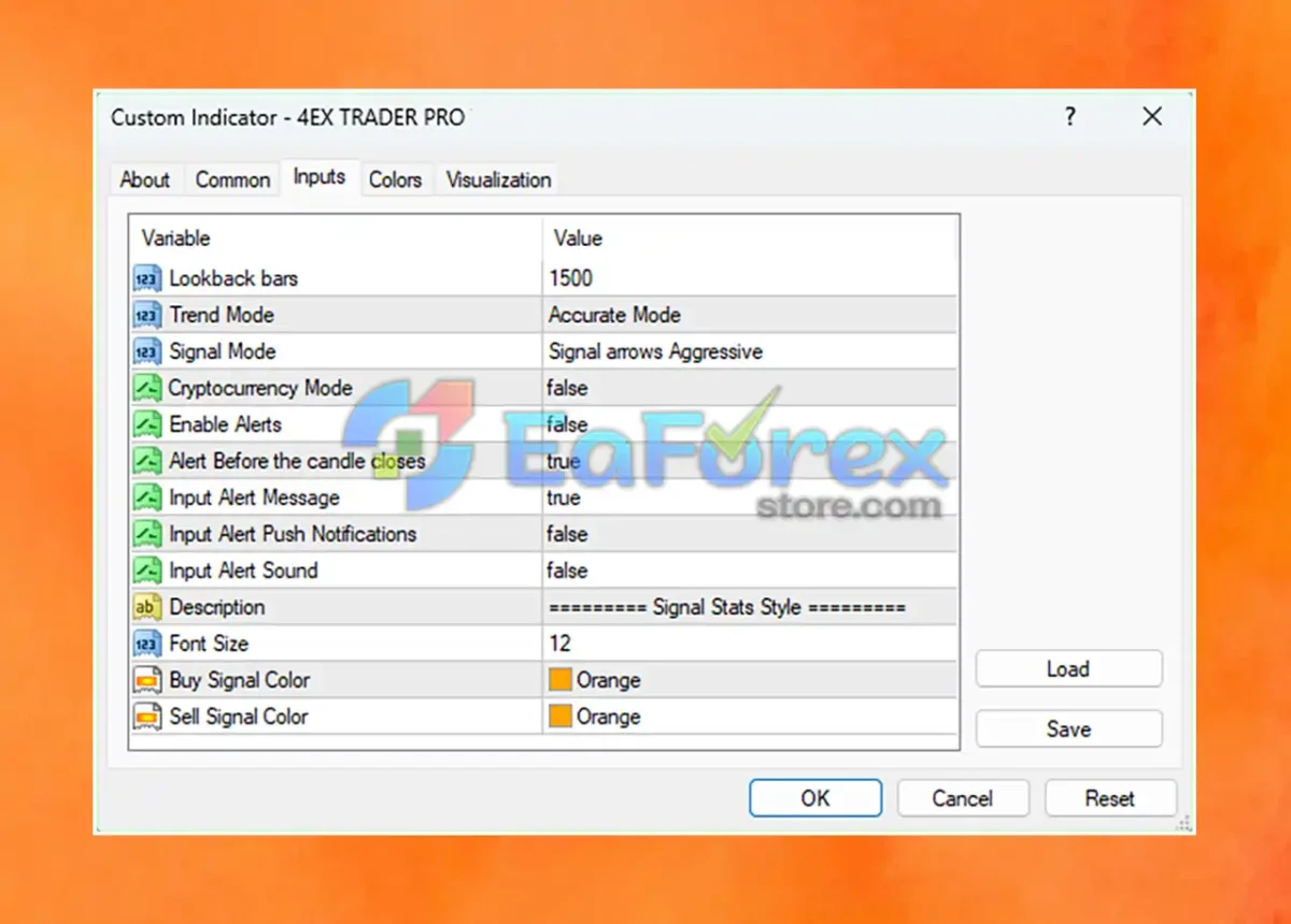 4EX Trader PRO for MT4 setting