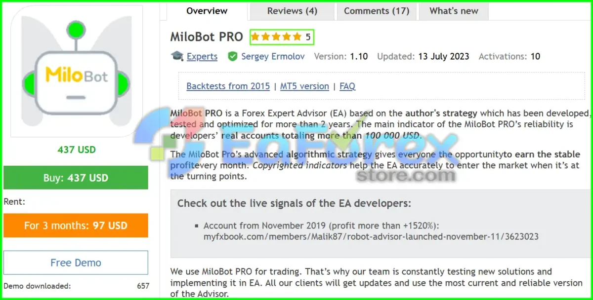 MiloBot PRO EA Overview