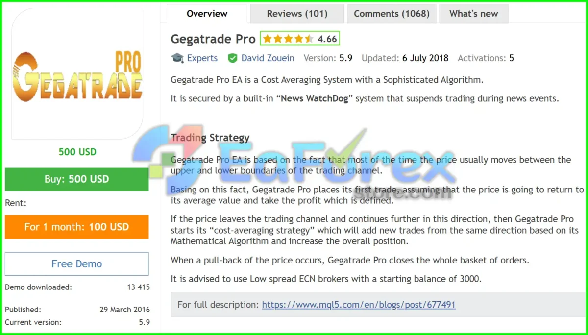Gegatrade Pro EA Overview