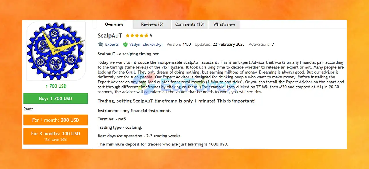 ScalpAuT EA MT5 Overview