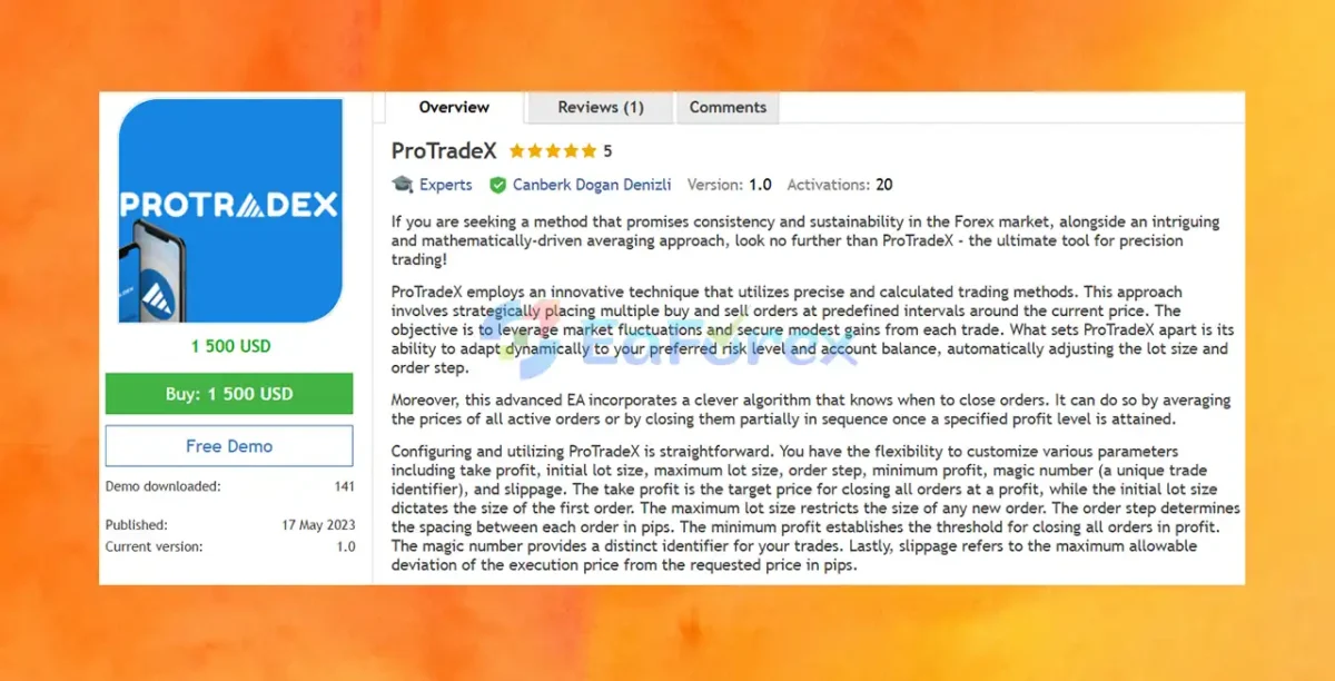ProTradeX EA MT5 Overview
