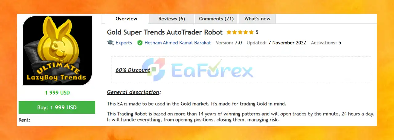 Gold Super Trends AutoTrader Robot Overview