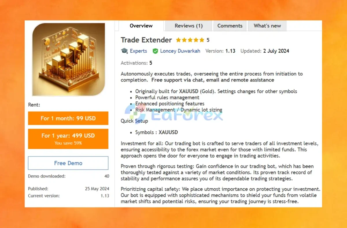Trade Extender EA MT5 Overview