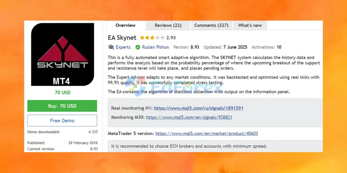 EA Skynet mt4 Overview