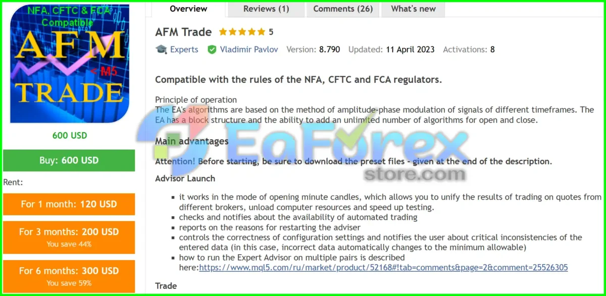 AFM Trade EA MT4 Overview
